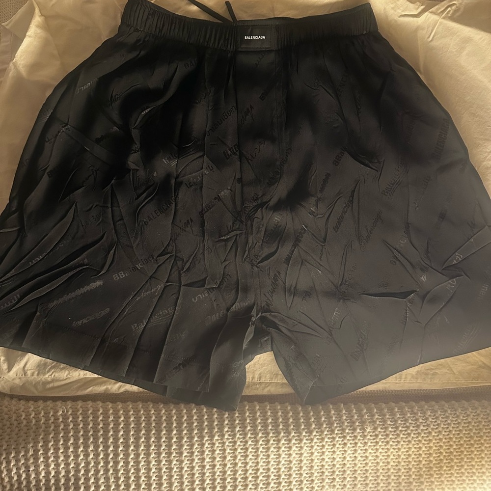 Balenciaga Black Jacquard Logo Shorts- Unisex